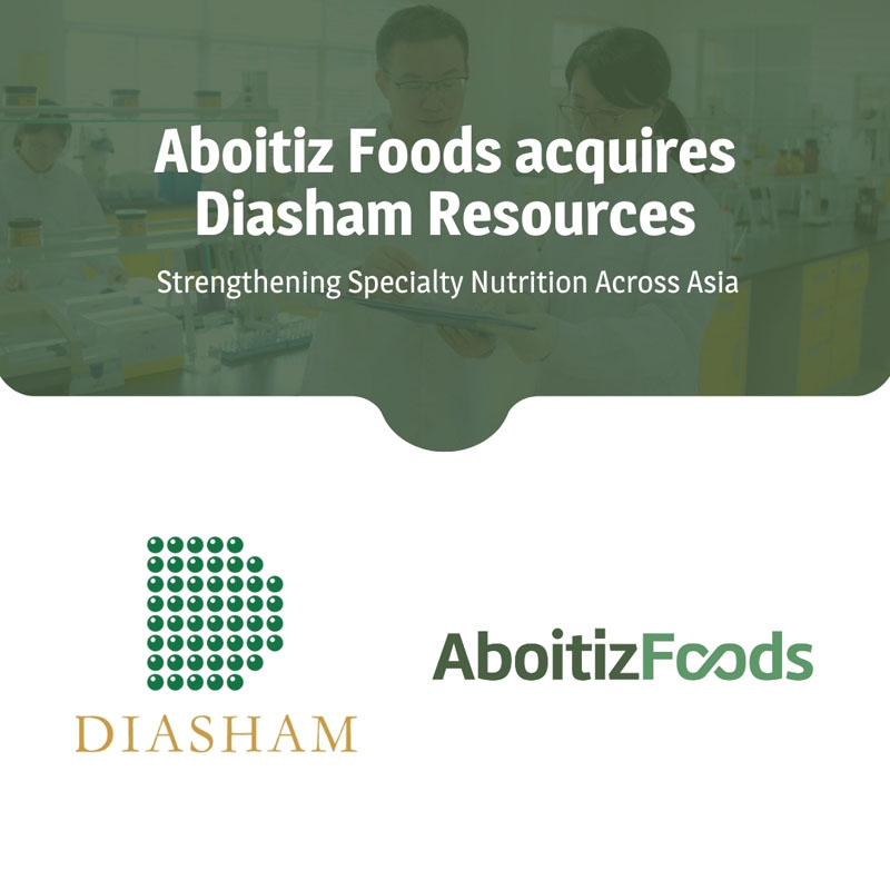 Aboitiz Foods completes the acquisition of Diasham Resources to expand Specialty Nutrition Business’ Regional Reach