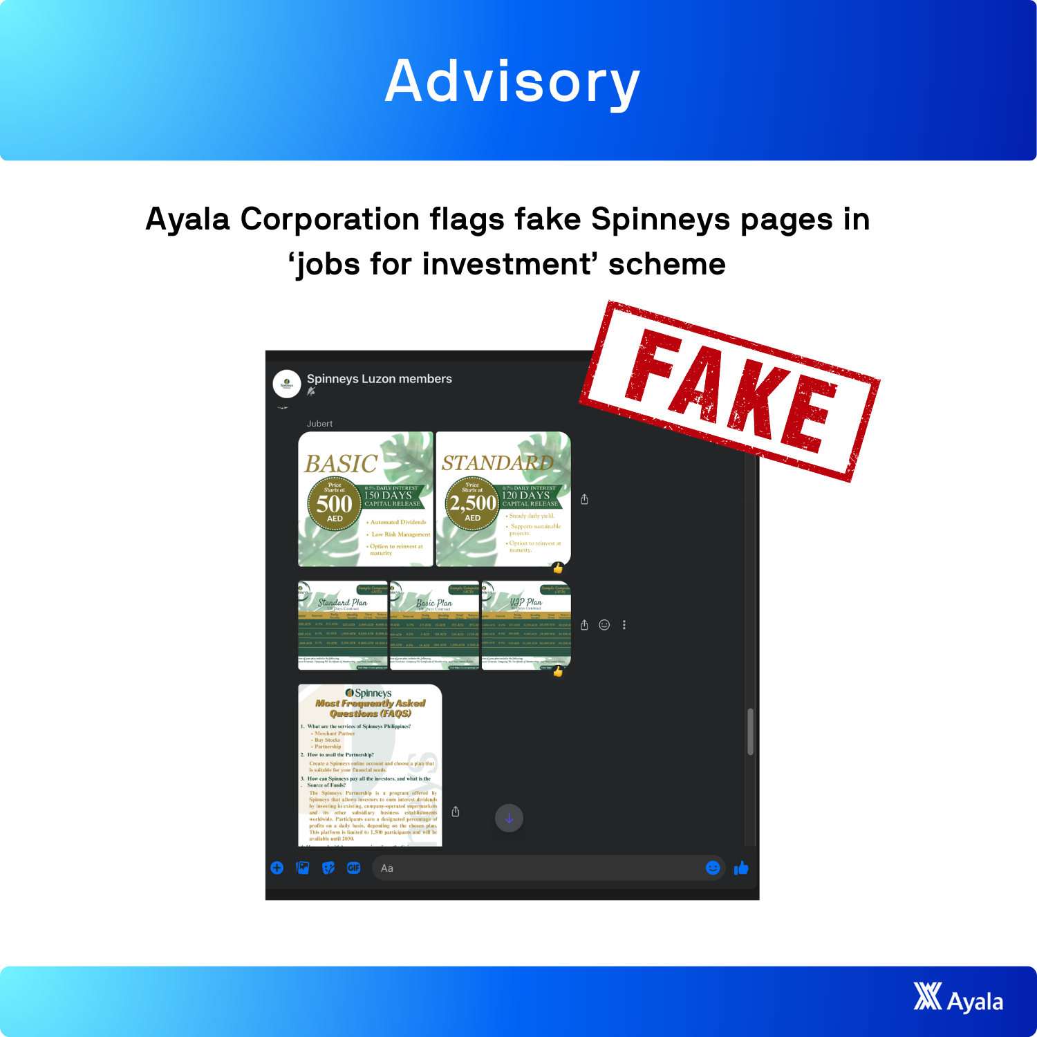 Ayala Corporation flags fake Spinneys pages in ‘jobs for investment ’ scheme
